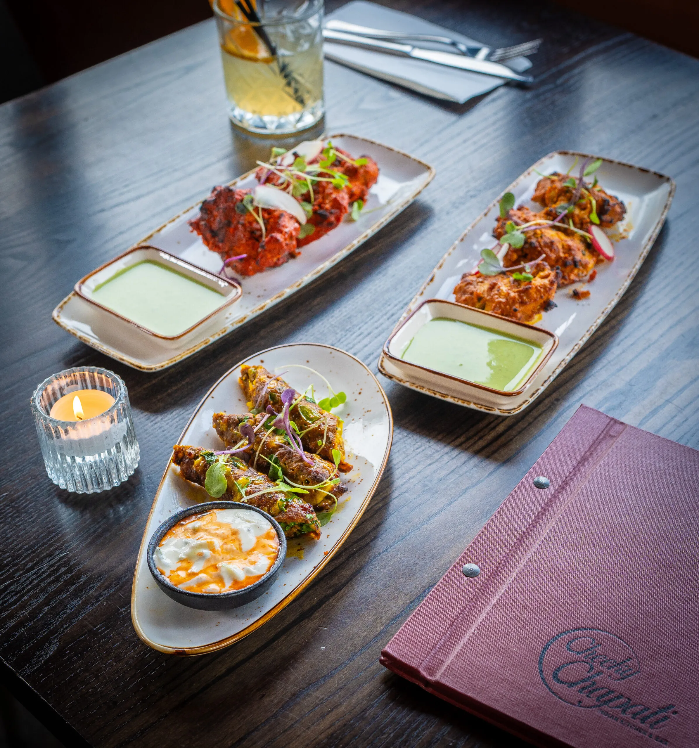 Cheeky Chapati signature dishes with fresh chutneys